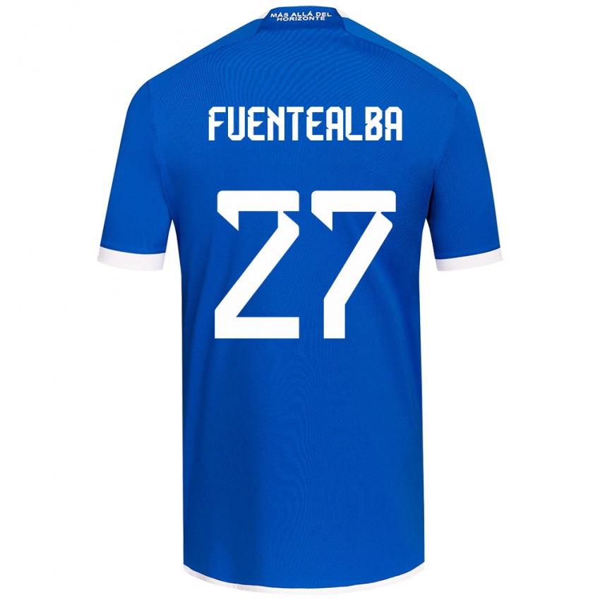 Børn Jeison Fuentealba #27 Blå Hvid Hjemmebane Spillertrøjer 2024/25 Trøje T-Shirt