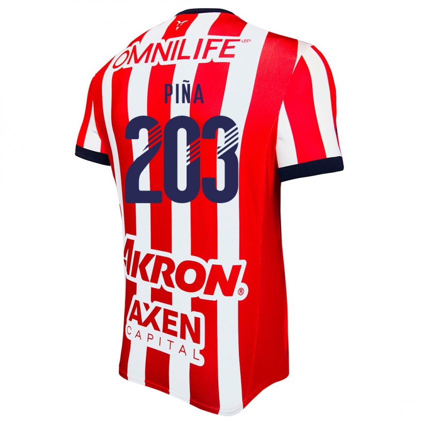 Børn Fernando Piña #203 Rød Hvid Blå Hjemmebane Spillertrøjer 2024/25 Trøje T-Shirt