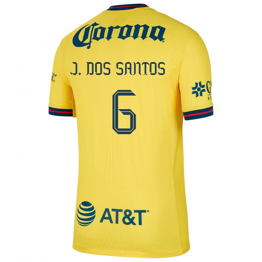 Børn Jonathan Dos Santos #6 Gul Blå Hjemmebane Spillertrøjer 2024/25 Trøje T-Shirt