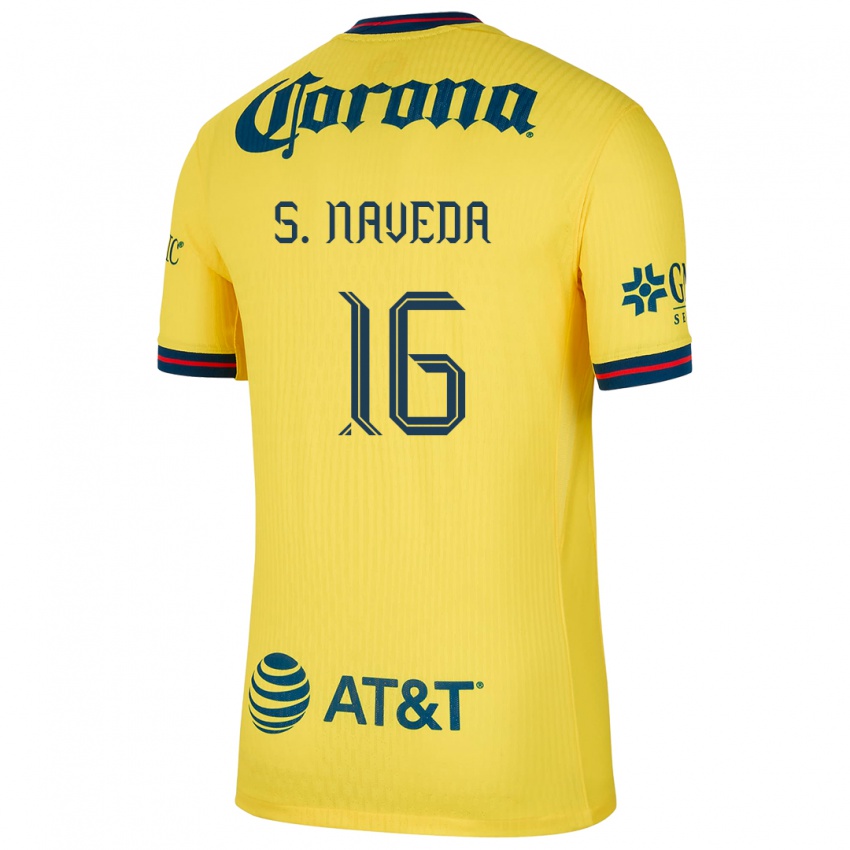 Børn Santiago Naveda #16 Gul Blå Hjemmebane Spillertrøjer 2024/25 Trøje T-Shirt