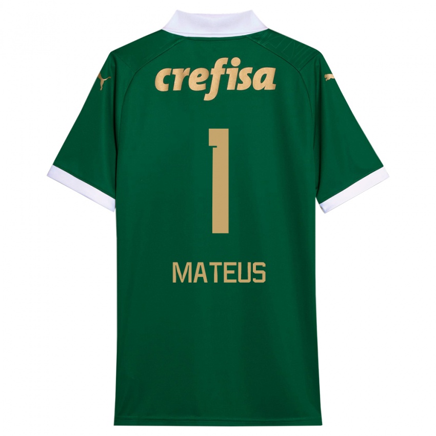 Børn Mateus #1 Grøn Hvid Hjemmebane Spillertrøjer 2024/25 Trøje T-Shirt