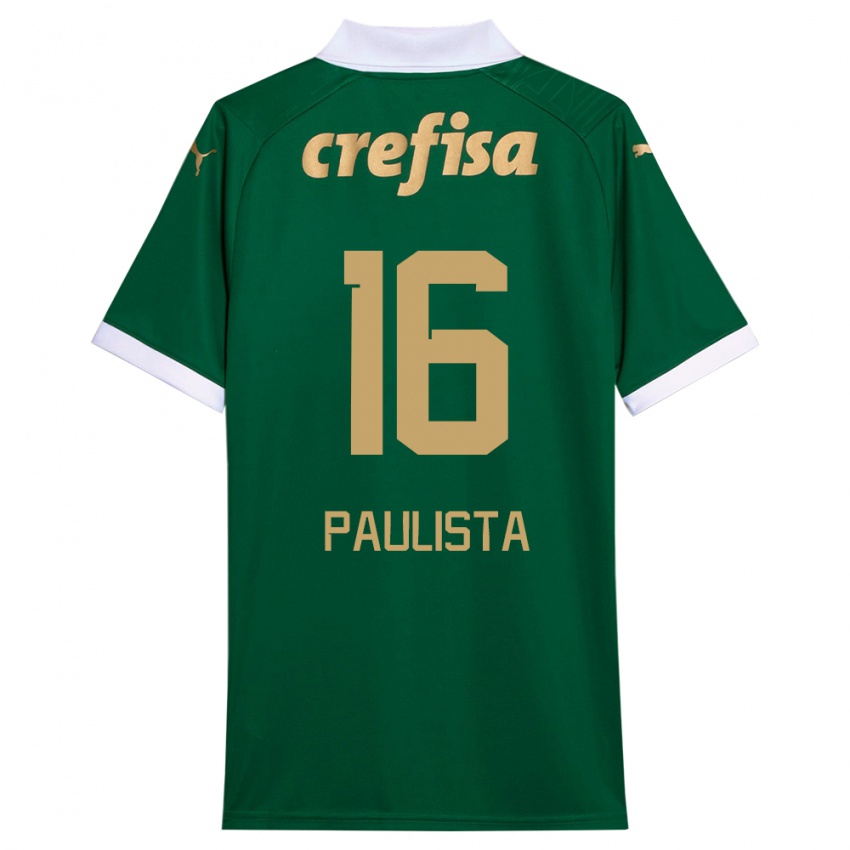 Børn Caio Paulista #16 Grøn Hvid Hjemmebane Spillertrøjer 2024/25 Trøje T-Shirt