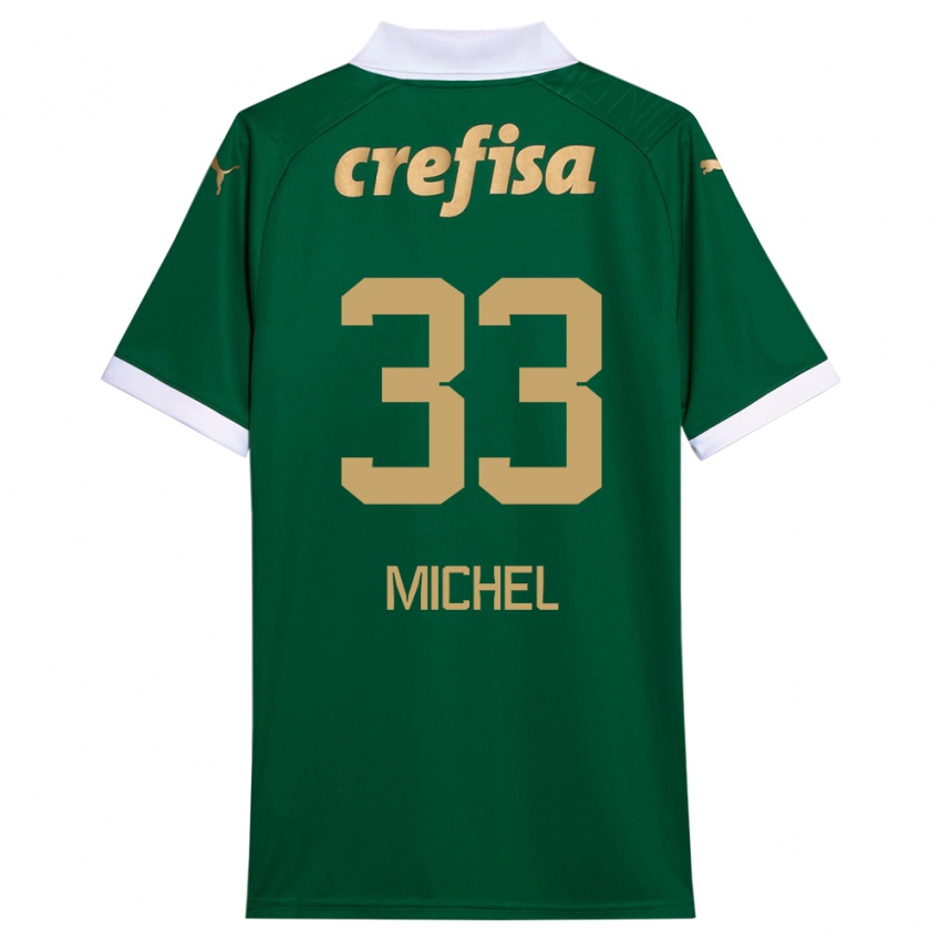 Børn Michel #33 Grøn Hvid Hjemmebane Spillertrøjer 2024/25 Trøje T-Shirt