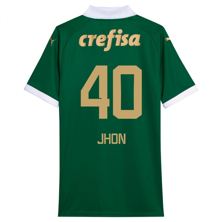 Børn Jhon Jhon #40 Grøn Hvid Hjemmebane Spillertrøjer 2024/25 Trøje T-Shirt