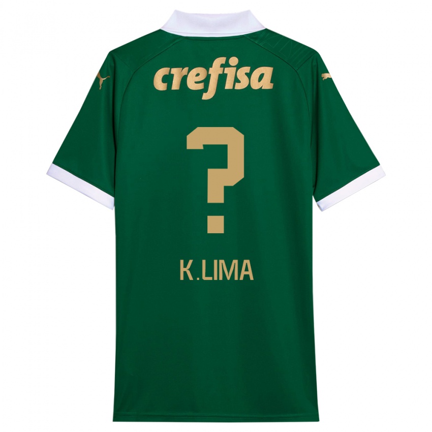 Børn Kauan Lima #0 Grøn Hvid Hjemmebane Spillertrøjer 2024/25 Trøje T-Shirt