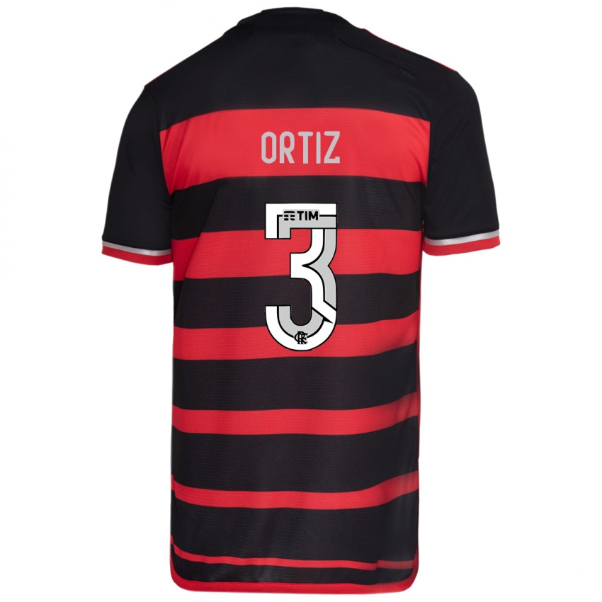 Børn Léo Ortiz #3 Rød Sort Hjemmebane Spillertrøjer 2024/25 Trøje T-Shirt