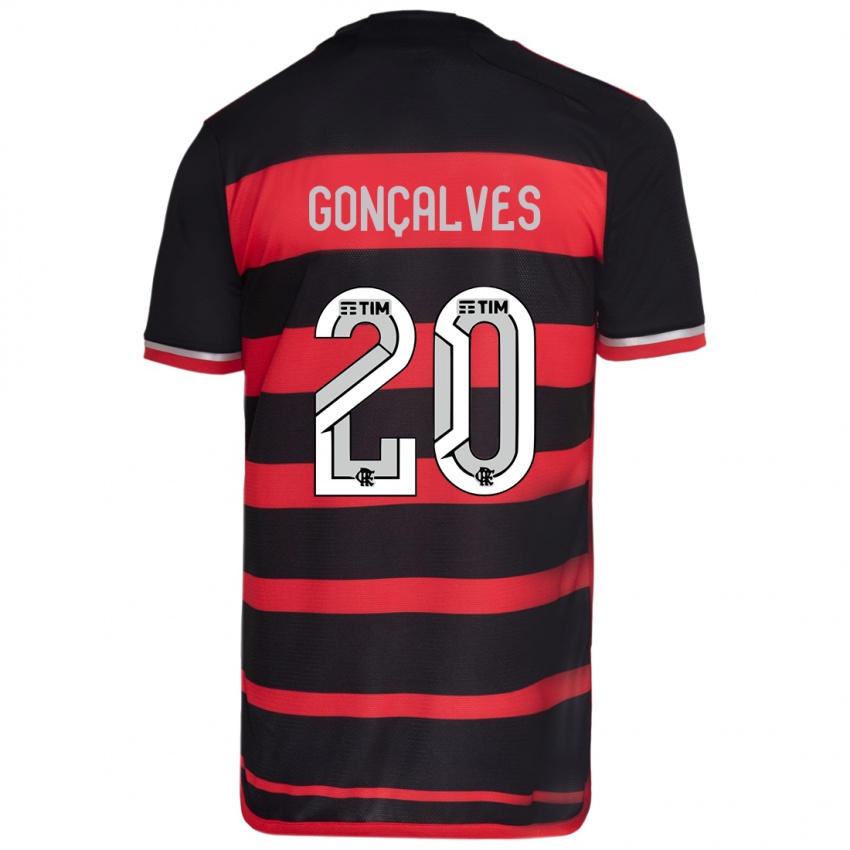 Børn Matheus Gonçalves #20 Rød Sort Hjemmebane Spillertrøjer 2024/25 Trøje T-Shirt