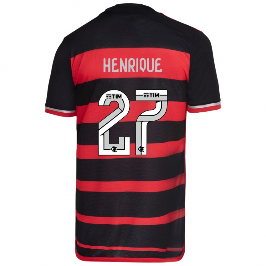 Børn Bruno Henrique #27 Rød Sort Hjemmebane Spillertrøjer 2024/25 Trøje T-Shirt