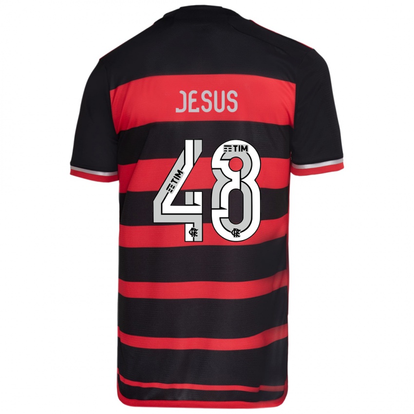 Børn Igor Jesus #48 Rød Sort Hjemmebane Spillertrøjer 2024/25 Trøje T-Shirt