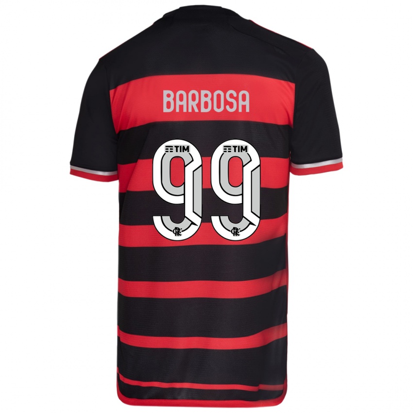 Børn Gabriel Barbosa #99 Rød Sort Hjemmebane Spillertrøjer 2024/25 Trøje T-Shirt