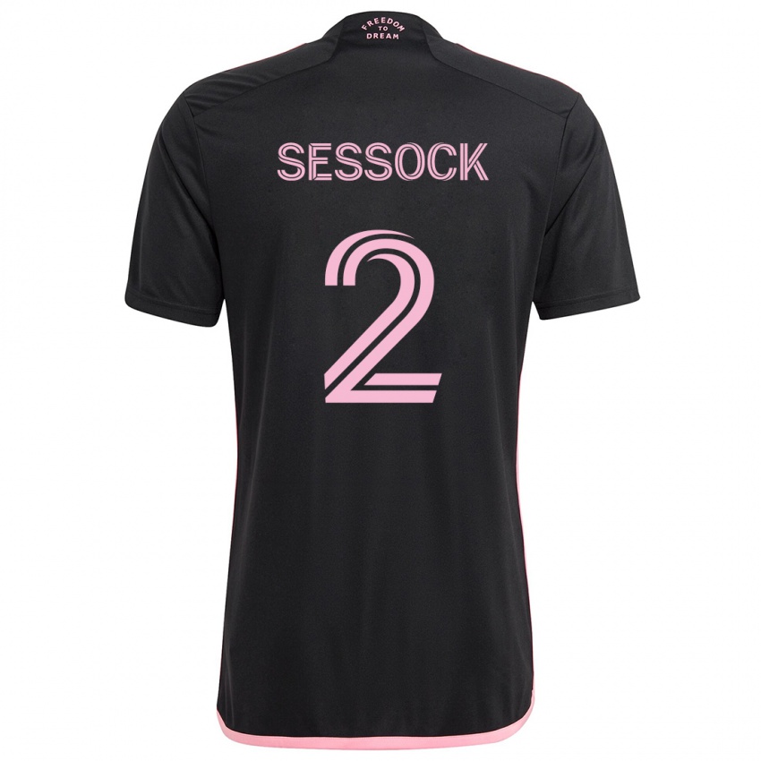 Børn Nykolas Sessock #2 Sort Udebane Spillertrøjer 2024/25 Trøje T-Shirt