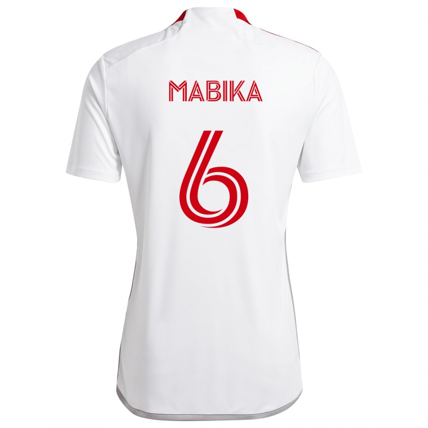 Børn Aimé Mabika #6 Hvid Rød Udebane Spillertrøjer 2024/25 Trøje T-Shirt