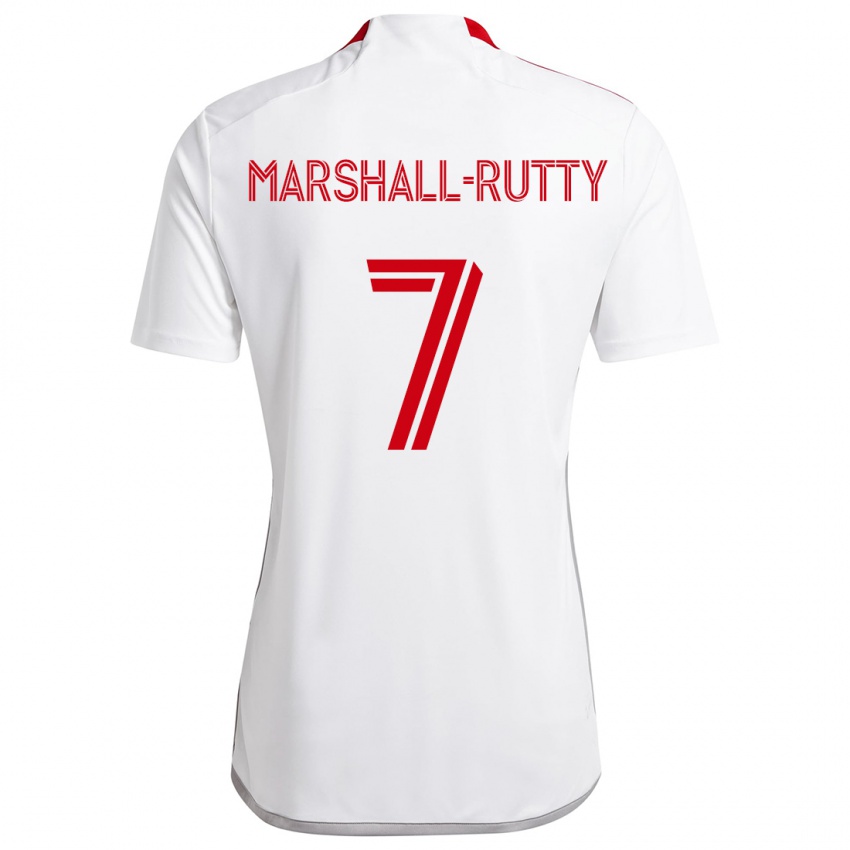 Børn Jahkeele Marshall-Rutty #7 Hvid Rød Udebane Spillertrøjer 2024/25 Trøje T-Shirt