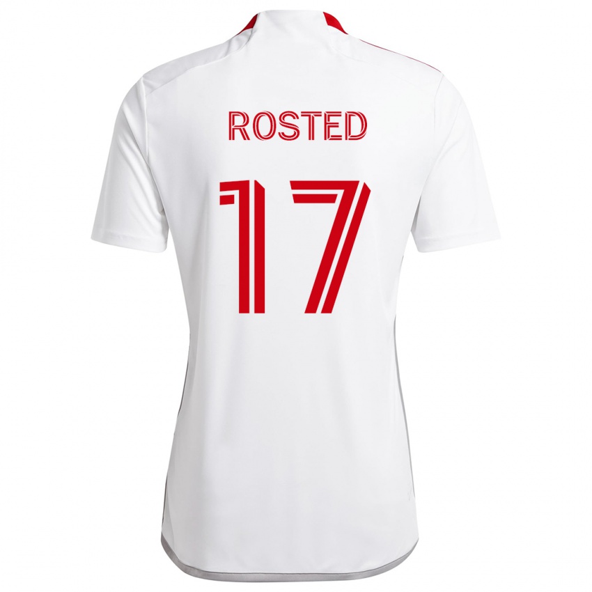 Børn Sigurd Rosted #17 Hvid Rød Udebane Spillertrøjer 2024/25 Trøje T-Shirt