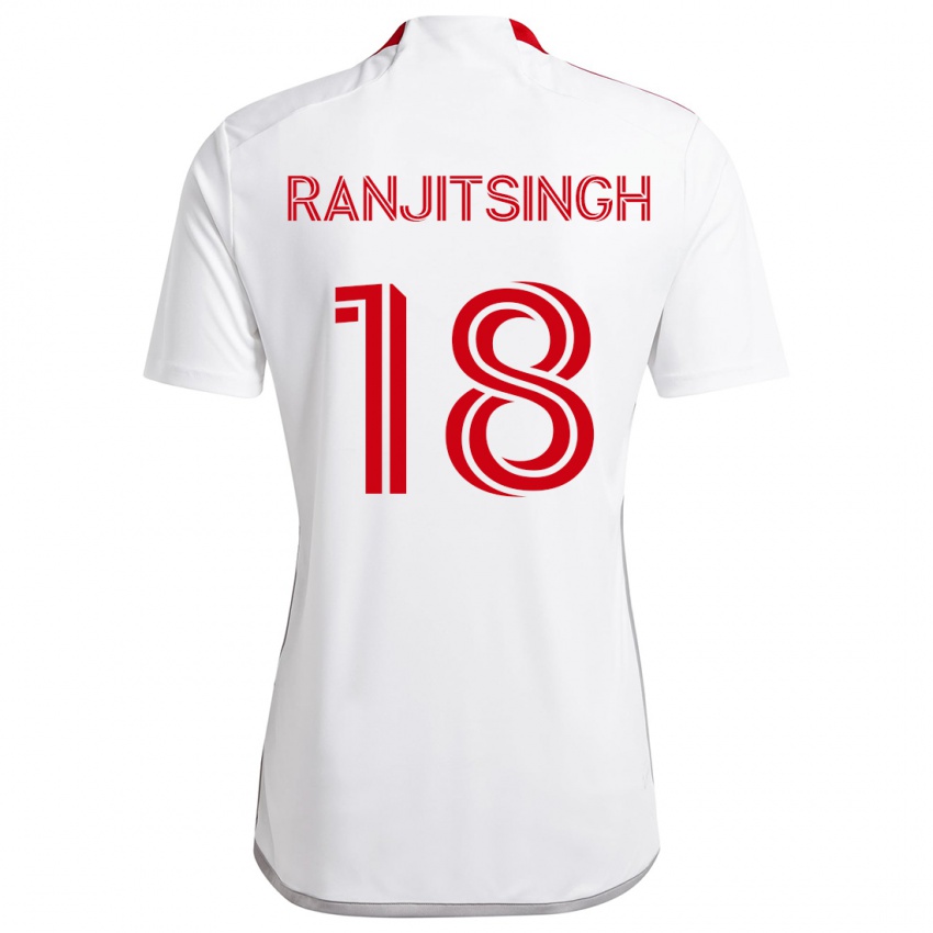 Børn Greg Ranjitsingh #18 Hvid Rød Udebane Spillertrøjer 2024/25 Trøje T-Shirt