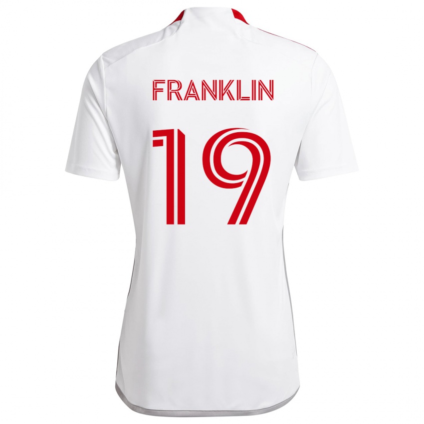 Børn Kobe Franklin #19 Hvid Rød Udebane Spillertrøjer 2024/25 Trøje T-Shirt