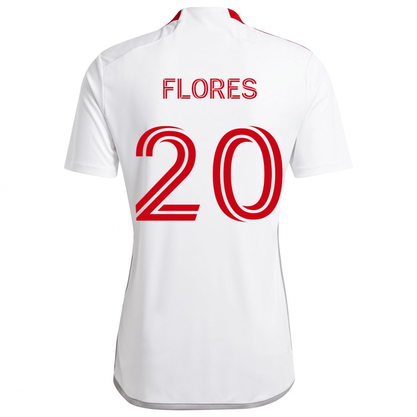 Børn Deybi Flores #20 Hvid Rød Udebane Spillertrøjer 2024/25 Trøje T-Shirt