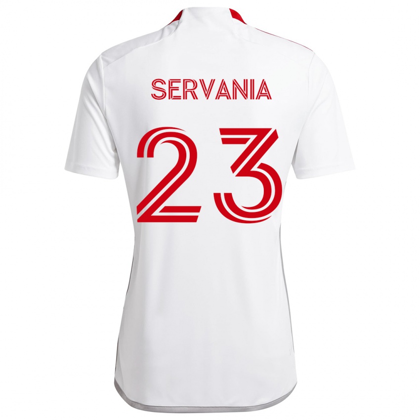 Børn Brandon Servania #23 Hvid Rød Udebane Spillertrøjer 2024/25 Trøje T-Shirt