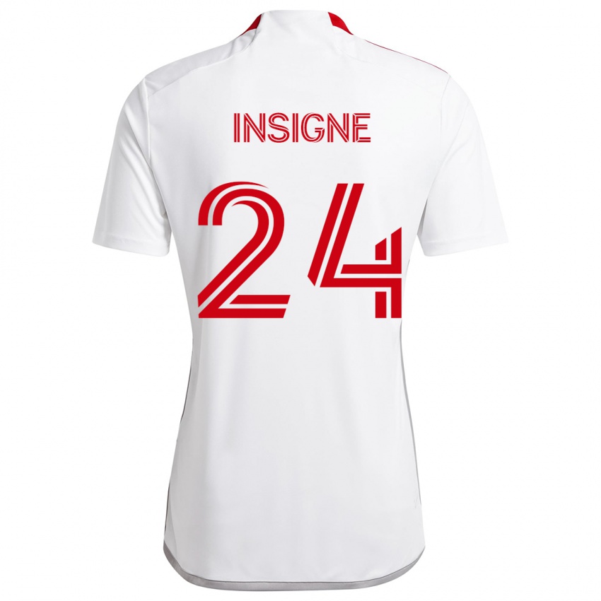 Børn Lorenzo Insigne #24 Hvid Rød Udebane Spillertrøjer 2024/25 Trøje T-Shirt