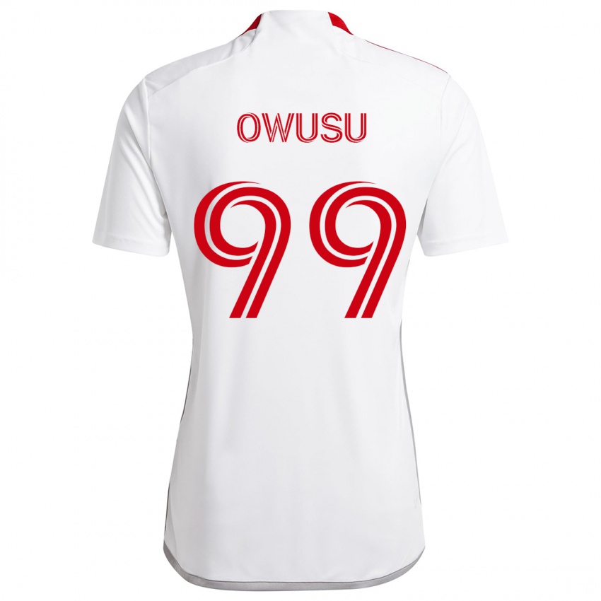 Børn Prince Osei Owusu #99 Hvid Rød Udebane Spillertrøjer 2024/25 Trøje T-Shirt