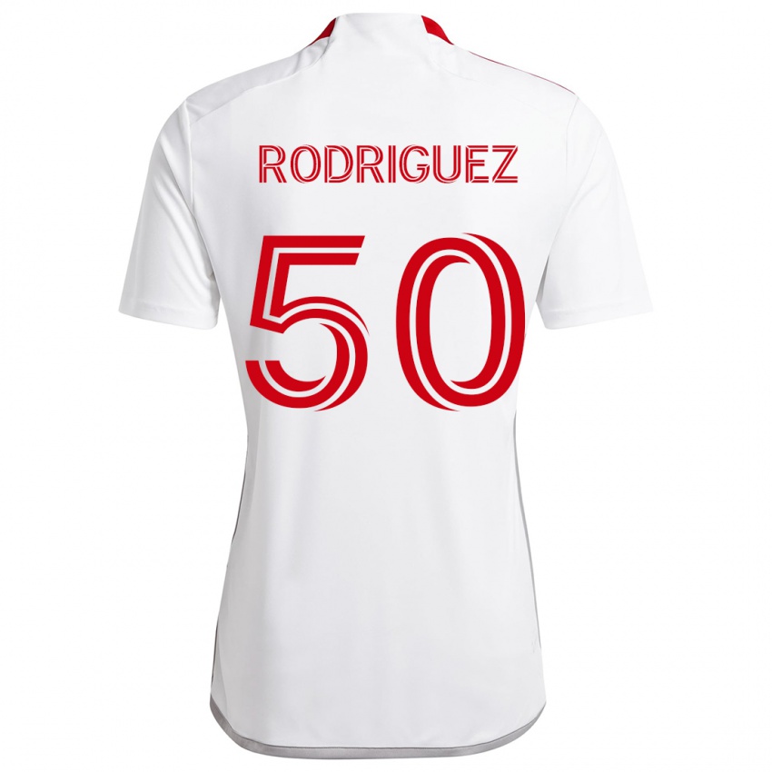 Børn Abraham Rodriguez #50 Hvid Rød Udebane Spillertrøjer 2024/25 Trøje T-Shirt