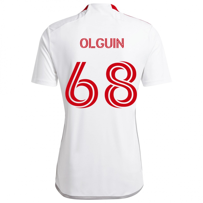 Børn Lucas Olguin #68 Hvid Rød Udebane Spillertrøjer 2024/25 Trøje T-Shirt