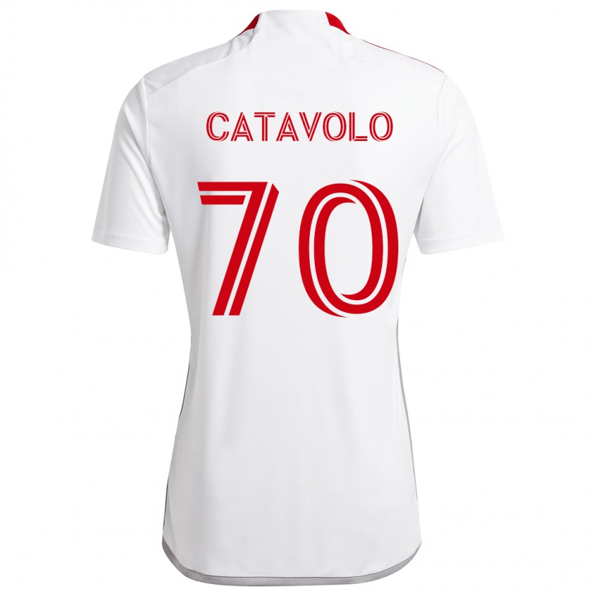 Børn Matthew Catavolo #70 Hvid Rød Udebane Spillertrøjer 2024/25 Trøje T-Shirt