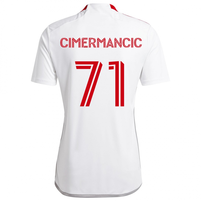 Børn Markus Cimermancic #71 Hvid Rød Udebane Spillertrøjer 2024/25 Trøje T-Shirt