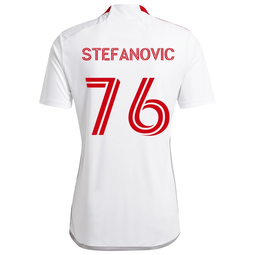 Børn Lazar Stefanovic #76 Hvid Rød Udebane Spillertrøjer 2024/25 Trøje T-Shirt