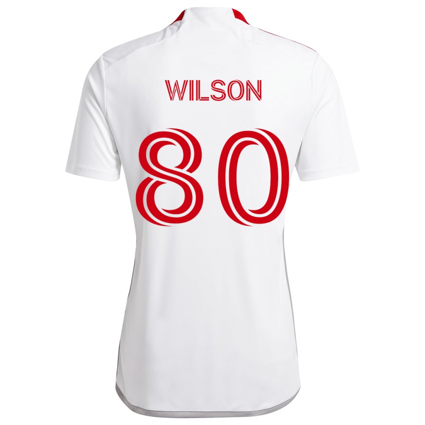 Børn Shafique Wilson #80 Hvid Rød Udebane Spillertrøjer 2024/25 Trøje T-Shirt