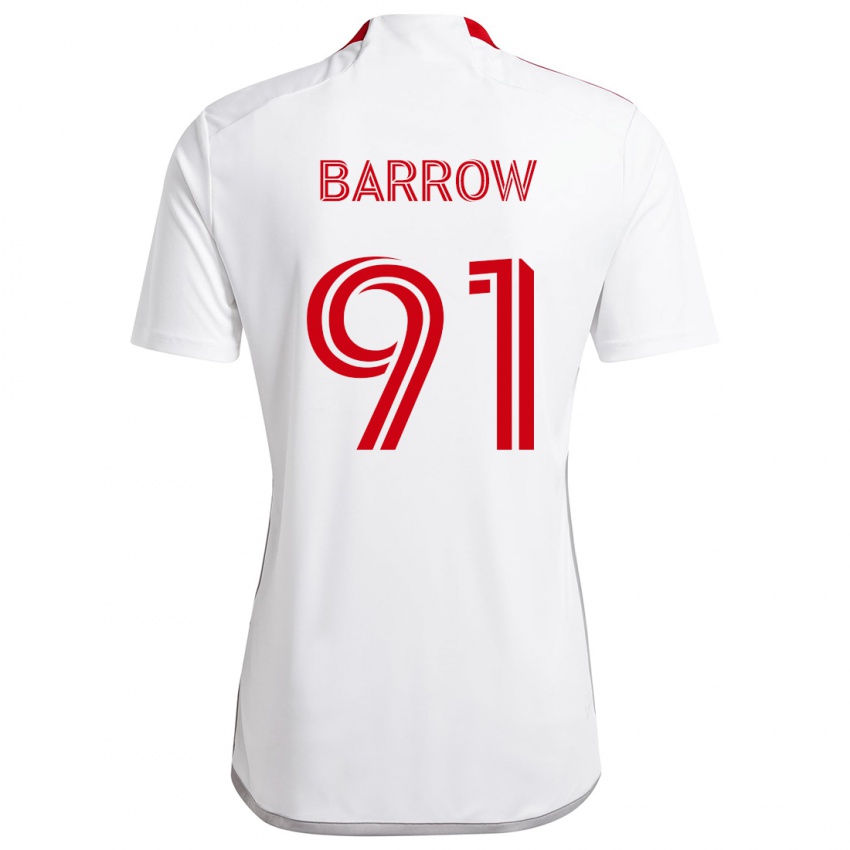 Børn Dékwon Barrow #91 Hvid Rød Udebane Spillertrøjer 2024/25 Trøje T-Shirt