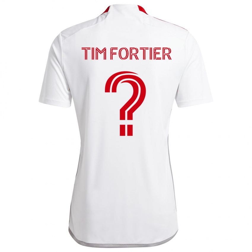 Børn Tim Fortier #0 Hvid Rød Udebane Spillertrøjer 2024/25 Trøje T-Shirt