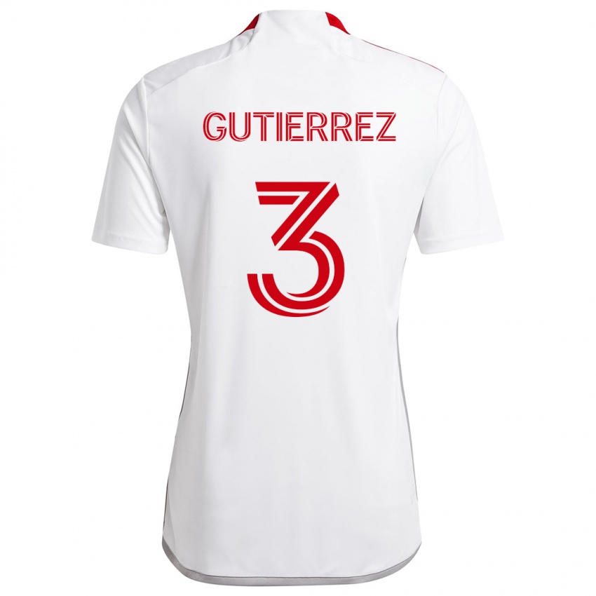 Børn Cristián Gutiérrez #3 Hvid Rød Udebane Spillertrøjer 2024/25 Trøje T-Shirt