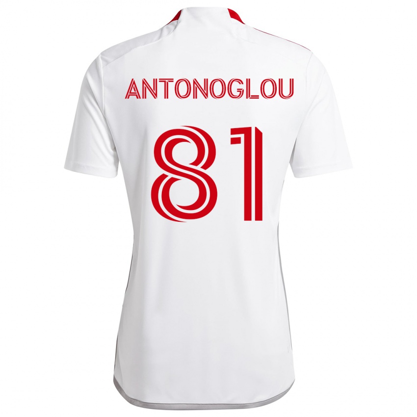 Børn Themi Antonoglou #81 Hvid Rød Udebane Spillertrøjer 2024/25 Trøje T-Shirt