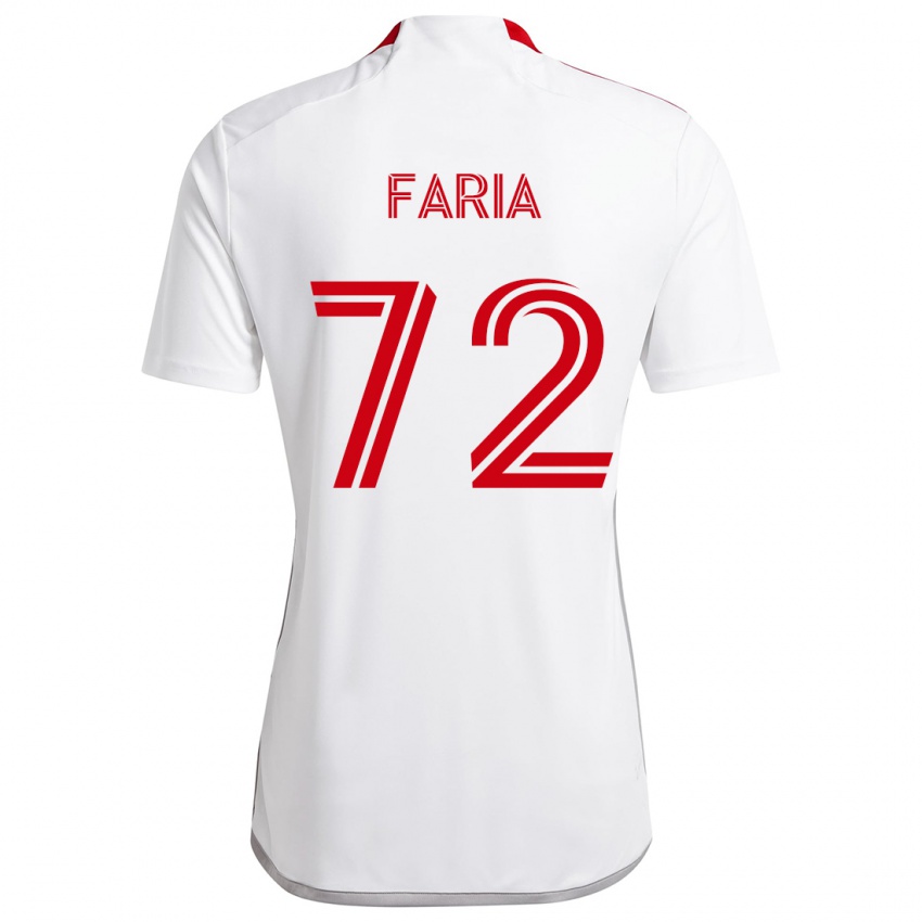 Børn Jordan Faria #72 Hvid Rød Udebane Spillertrøjer 2024/25 Trøje T-Shirt