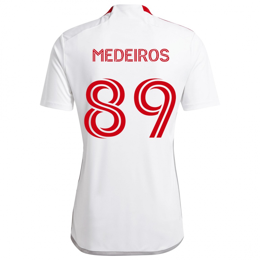 Børn Matthew Medeiros #89 Hvid Rød Udebane Spillertrøjer 2024/25 Trøje T-Shirt