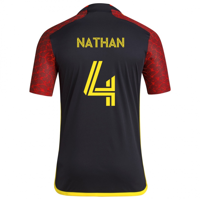 Børn Nathan #4 Rød Sort Udebane Spillertrøjer 2024/25 Trøje T-Shirt