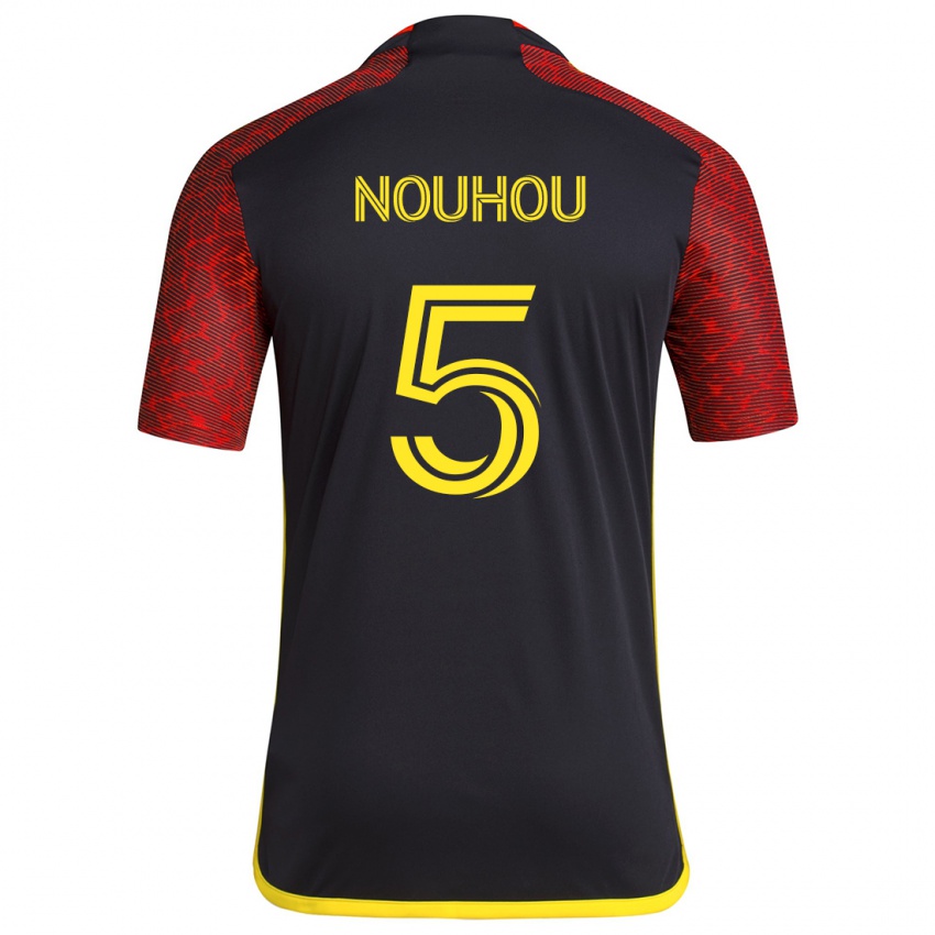 Børn Nouhou #5 Rød Sort Udebane Spillertrøjer 2024/25 Trøje T-Shirt