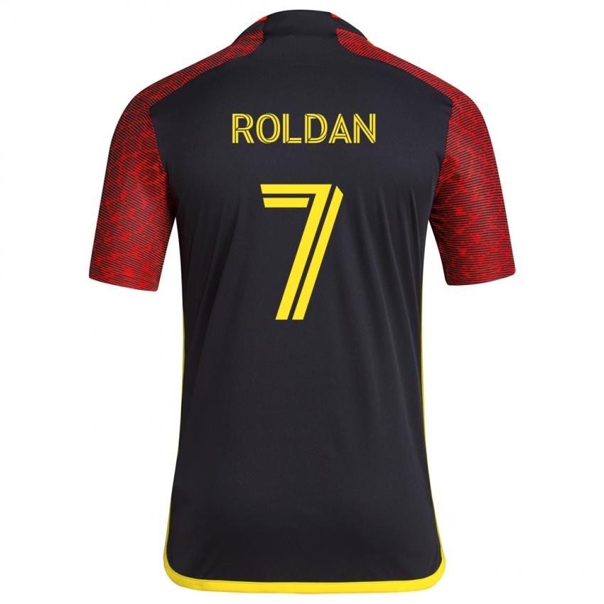 Børn Cristian Roldán #7 Rød Sort Udebane Spillertrøjer 2024/25 Trøje T-Shirt