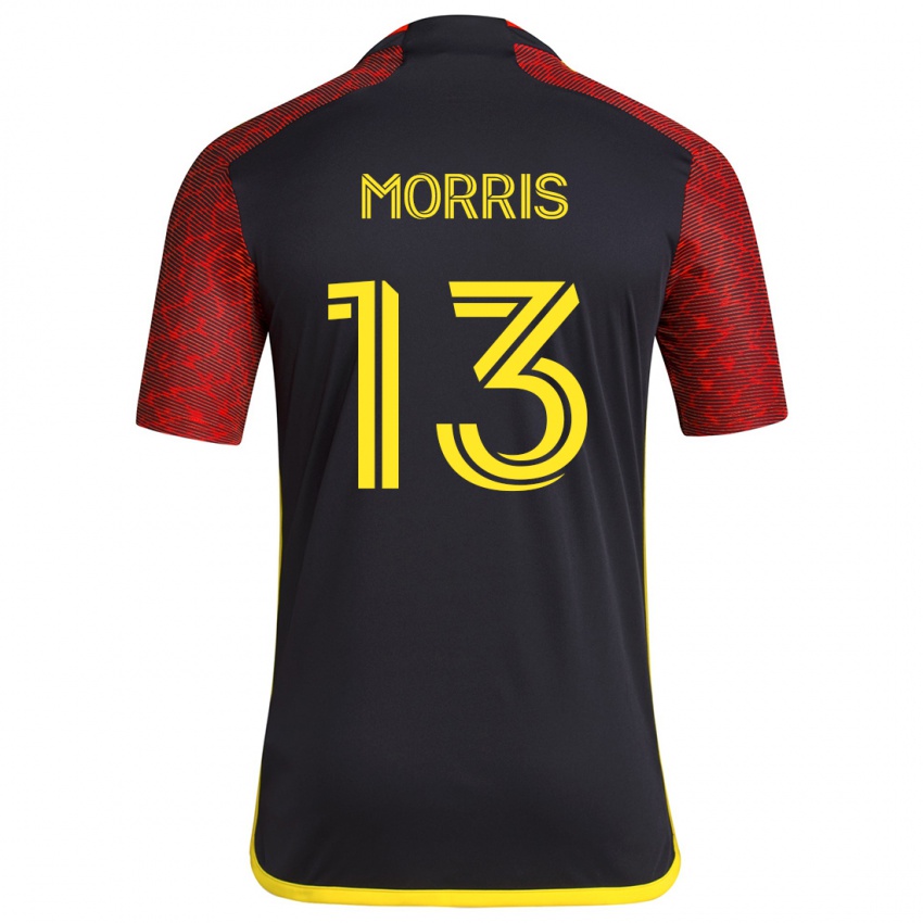 Børn Jordan Morris #13 Rød Sort Udebane Spillertrøjer 2024/25 Trøje T-Shirt