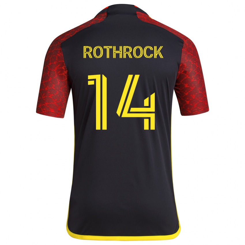 Børn Paul Rothrock #14 Rød Sort Udebane Spillertrøjer 2024/25 Trøje T-Shirt