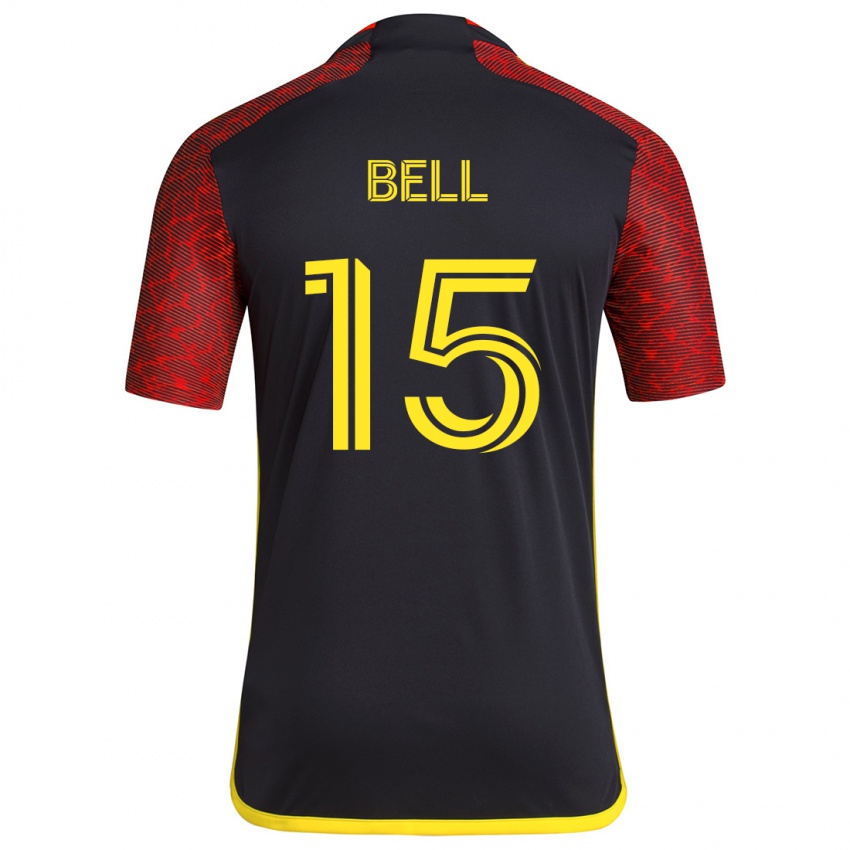 Børn Jon Bell #15 Rød Sort Udebane Spillertrøjer 2024/25 Trøje T-Shirt