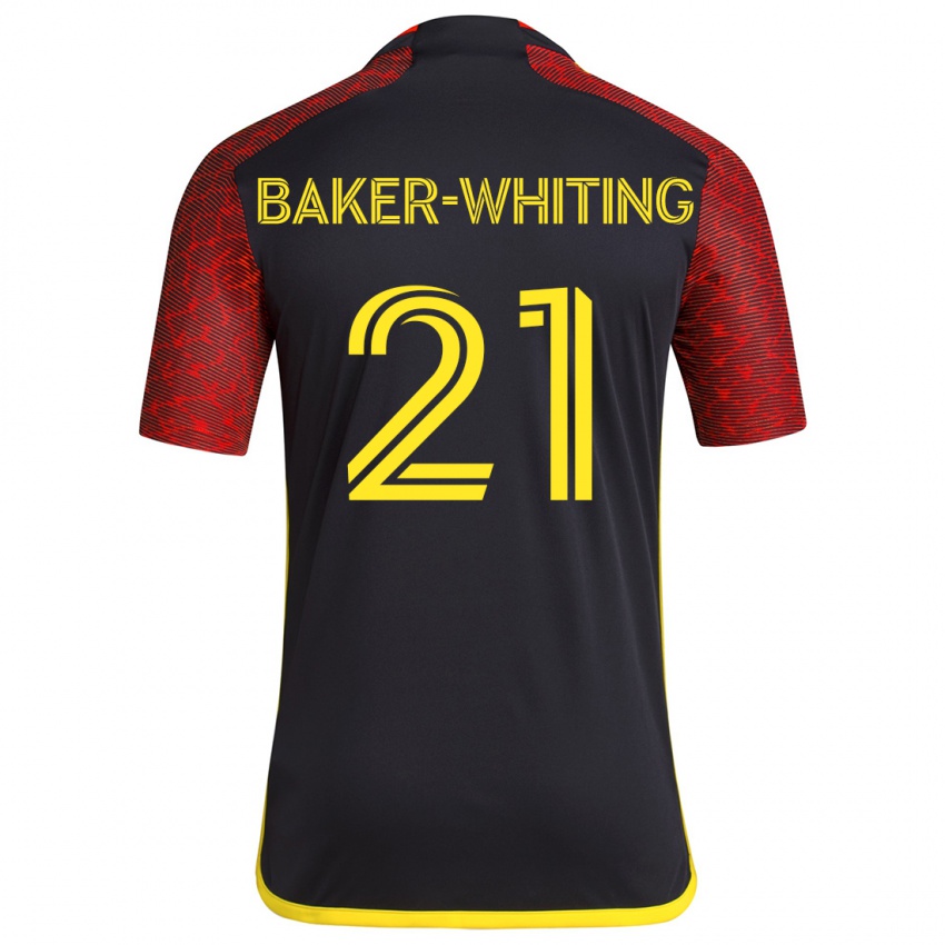 Børn Reed Baker-Whiting #21 Rød Sort Udebane Spillertrøjer 2024/25 Trøje T-Shirt