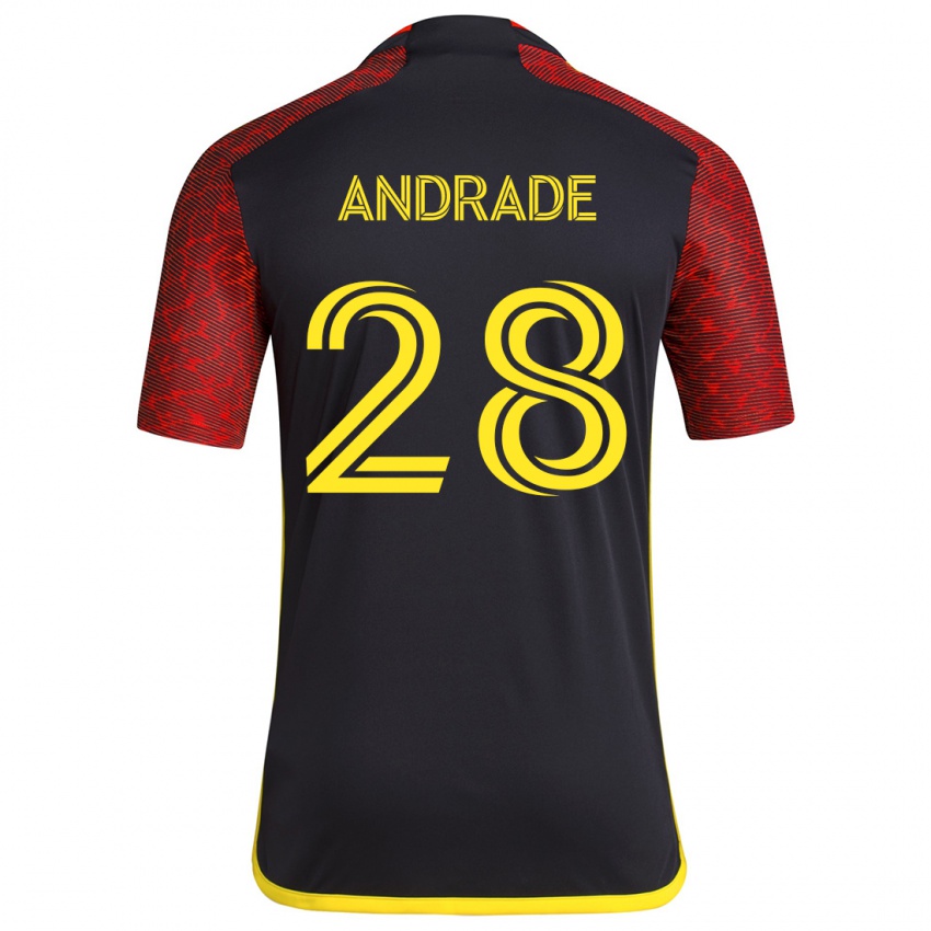 Børn Yeimar Gómez Andrade #28 Rød Sort Udebane Spillertrøjer 2024/25 Trøje T-Shirt