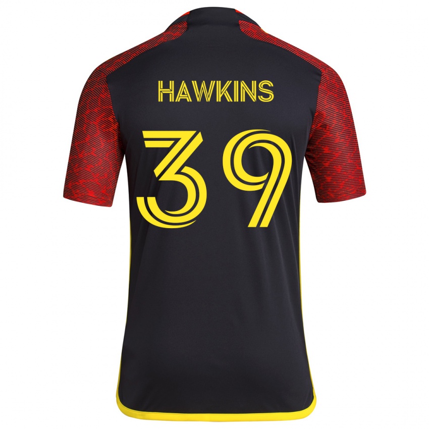 Børn Stuart Hawkins #39 Rød Sort Udebane Spillertrøjer 2024/25 Trøje T-Shirt