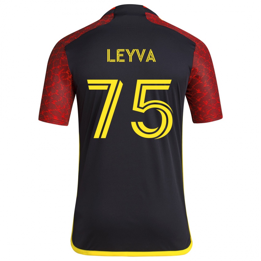 Børn Danny Leyva #75 Rød Sort Udebane Spillertrøjer 2024/25 Trøje T-Shirt