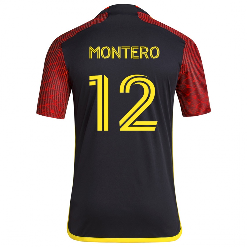 Børn Fredy Montero #12 Rød Sort Udebane Spillertrøjer 2024/25 Trøje T-Shirt