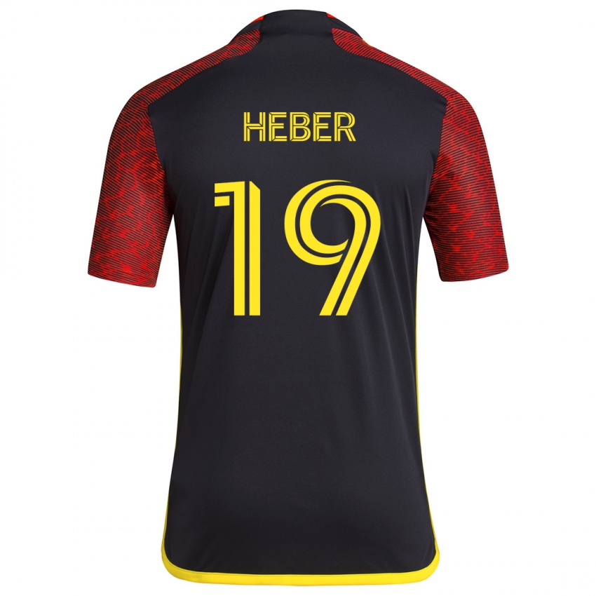 Børn Héber #19 Rød Sort Udebane Spillertrøjer 2024/25 Trøje T-Shirt