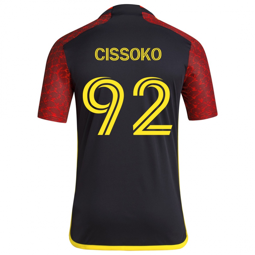 Børn Abdoulaye Cissoko #92 Rød Sort Udebane Spillertrøjer 2024/25 Trøje T-Shirt