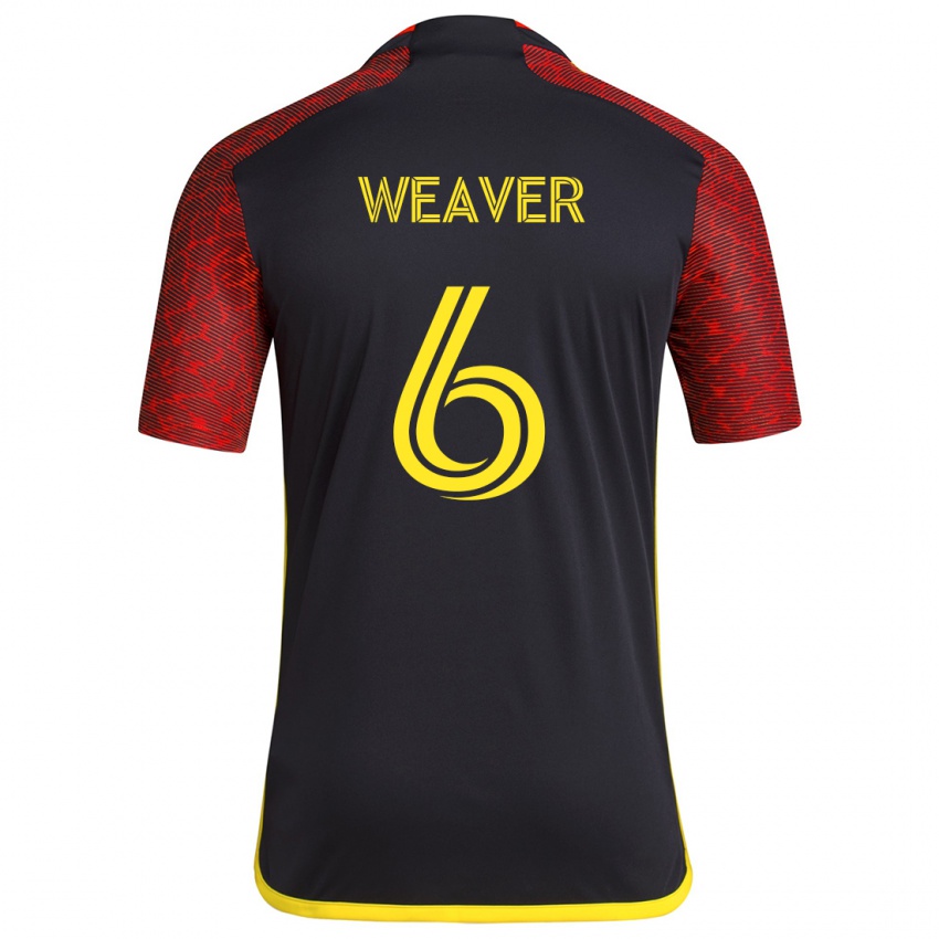 Børn Morgan Weaver #6 Rød Sort Udebane Spillertrøjer 2024/25 Trøje T-Shirt